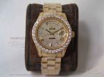 TW Replica 904L Rolex Day Date Iced Out Baguette Yellow Gold Case Oyster Band 41 MM 2836 Watch
